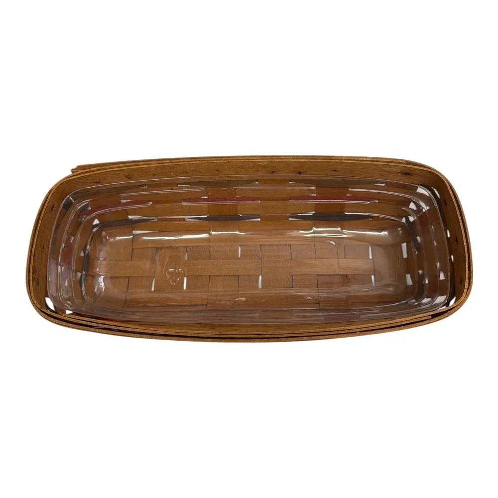 Longaberger Bread Cracker Basket Woven Wooden Long Rectangle 1992 Signed Insert